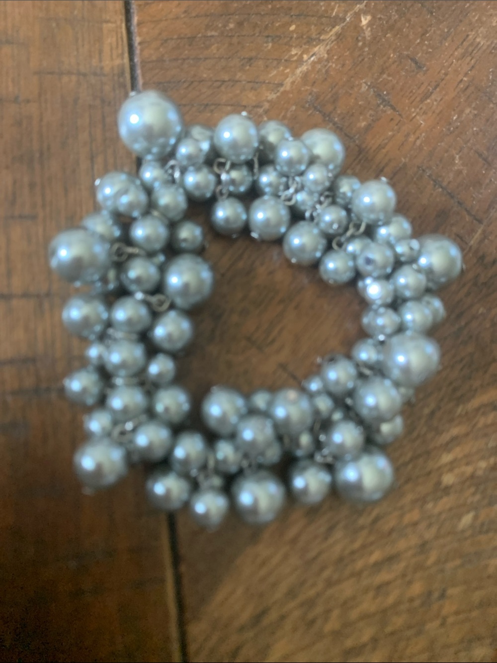 Silver Pearl Cluster Stretch Bracelet